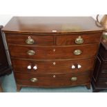A 19th Century two over three mahogany bow front chest, 94cm high x 110cm wide Condition Report: