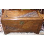 A camphor wood carved blanket chest Condition Report: Available upon request