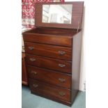 A mahogany four drawer chest with mirror Condition Report: Available upon request