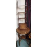 A circular window table and a small open bookcase with two drawers (2) Condition Report: Available