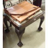 A dressing stool with ball and claw feet and a leather bag (2) Condition Report: Available upon