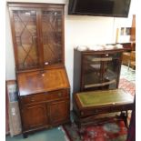 A reproduction mahogany bureau bookcase and a sofa table (2) Condition Report: