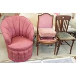 A bedroom chair, two chairs and a stool (4) Condition Report: Available upon request