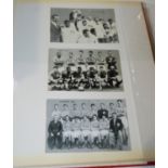 An album of various cards and postcards including Cup Tie Stars, Famous Teams in Football History,