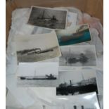 A large collection of black and white shipping photographs, postcards etc Condition Report: