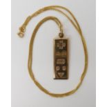 A 9ct gold ingot pendant and chain weight 10.8gms Condition Report: