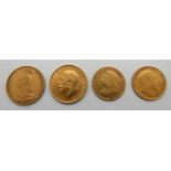 Two gold full sovereigns, 1912 and 1890 with two gold half sovereigns 1910 and 1901 (4) Condition