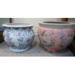 Two Chinese fish bowls with floral decoration Condition Report: Not available for this lot