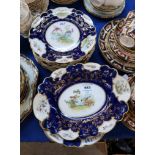 A Crescent China dessert service decorated with exotic birds Condition Report: