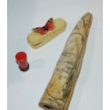 A modern scrimshaw, decorative box etc Condition Report: Available upon request