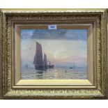 J MCLEAN Fishing boats on a calm sea, signed, oil on canvas, 25 x 33cm Condition Report: Available