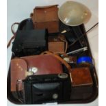 A tray lot including folding camera, box camera etc Condition Report: Available upon request