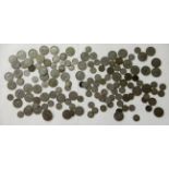 A quantity of pre '47 coins, shillings etc, 420gms approximately Condition Report: Available upon