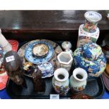 A Royal Winton ginger jar, a pair of vases and assorted Chinese and Japanese ceramics Condition