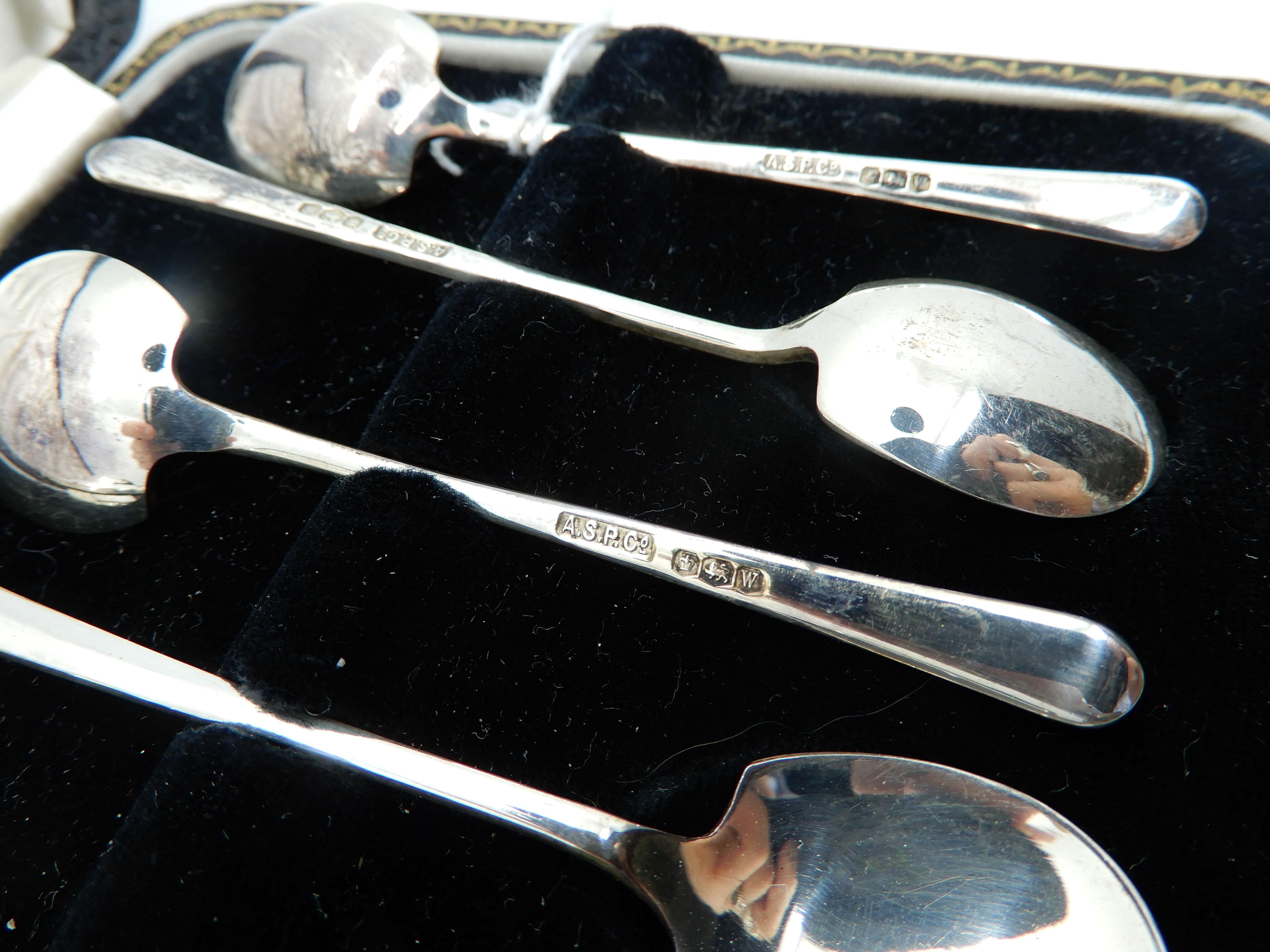 A lot comprising a cased set of twelve coffee spoon, a silver christening mug and a white metal - Image 2 of 3