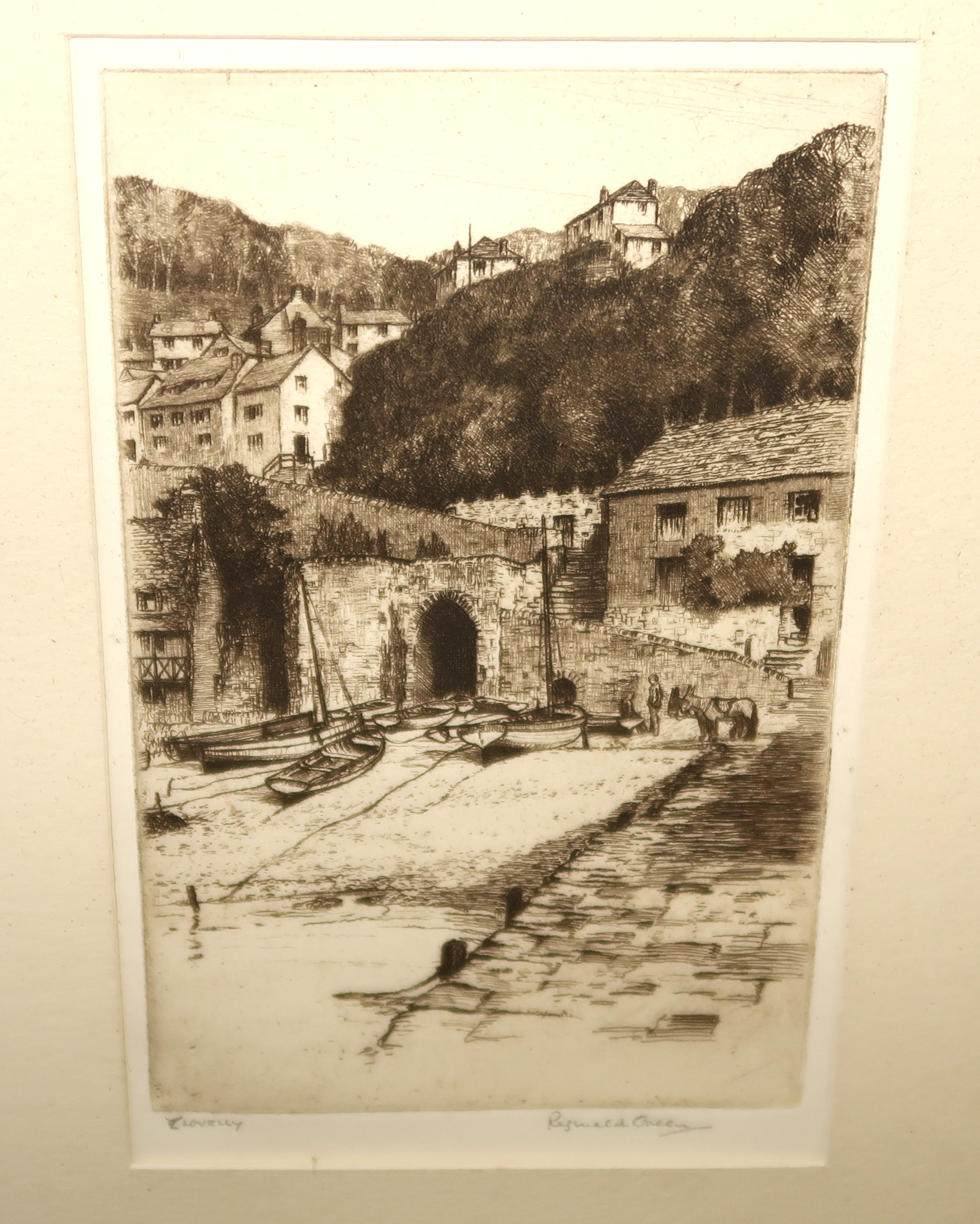 REGINALD GREEN Lynmouth, signed, etching, 20 x 11cm, Clovelly, ALEX PATERSON Arran, etching and - Image 3 of 4