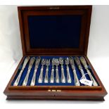 A cased silver plated fish cutlery set (some def) Condition Report: Available upon request