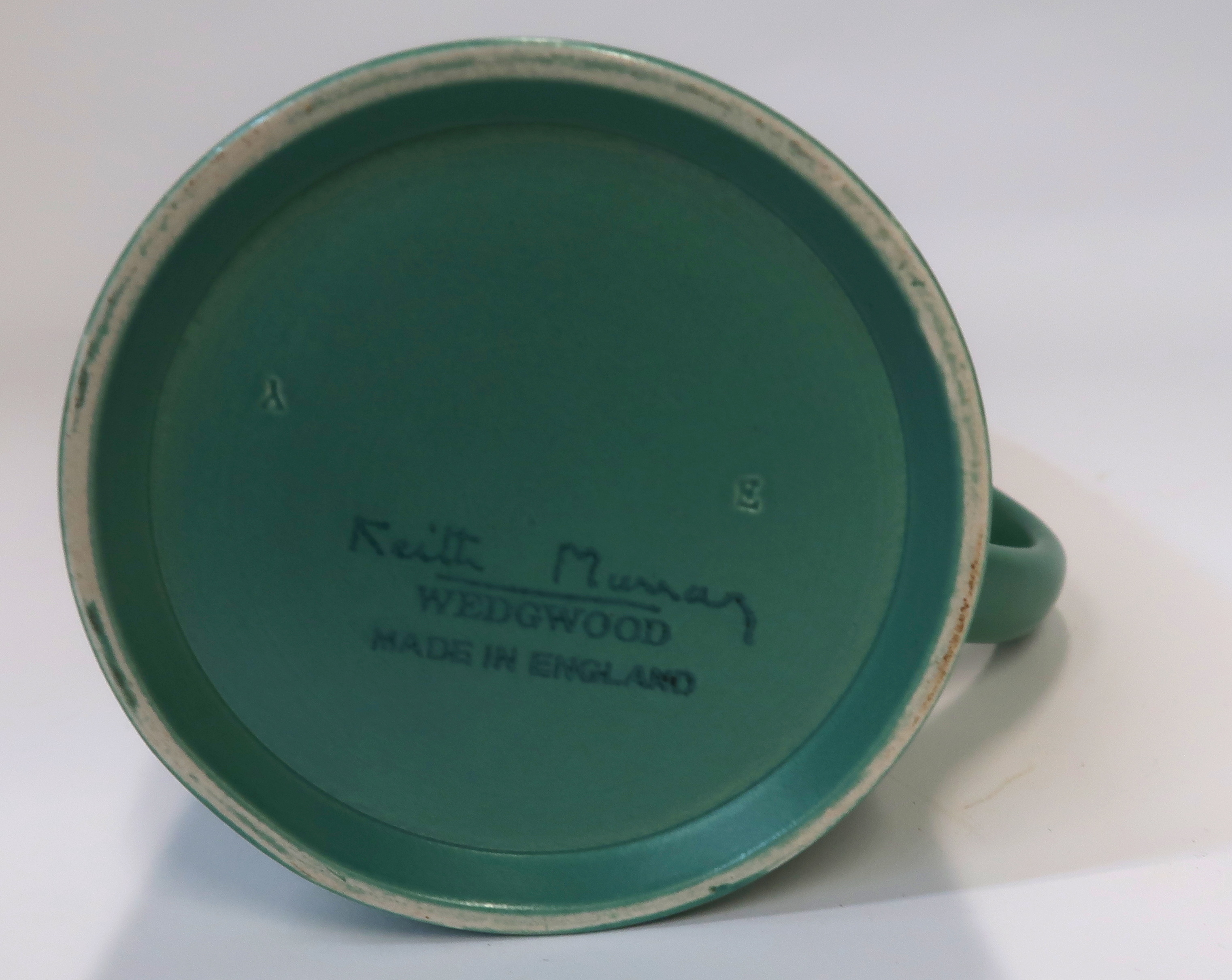 Five Keith Murray for Wedgwood Matt Straw glaze tankards, two green examples and five cups and six - Image 2 of 3