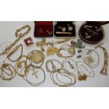 A Buler pendant watch, three pairs of retro cufflinks, silver and costume jewellery Condition