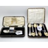 A lot comprising ten silver teaspoons and a two-piece christening set, 190gms Condition Report: