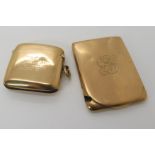 A 9ct gold vesta and a 9ct gold Asprey's card case combined weight 46gms Condition Report: Available