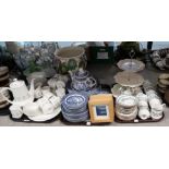 A Paragon Fiona coffee set, Willow Pattern pottery tablewares and assorted other teawares etc