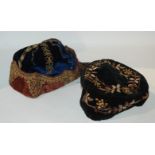 Two embroidered smokers hats Condition Report: Available upon request