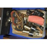 A small collection of binoculars, microscope lenses etc Condition Report: Available upon request