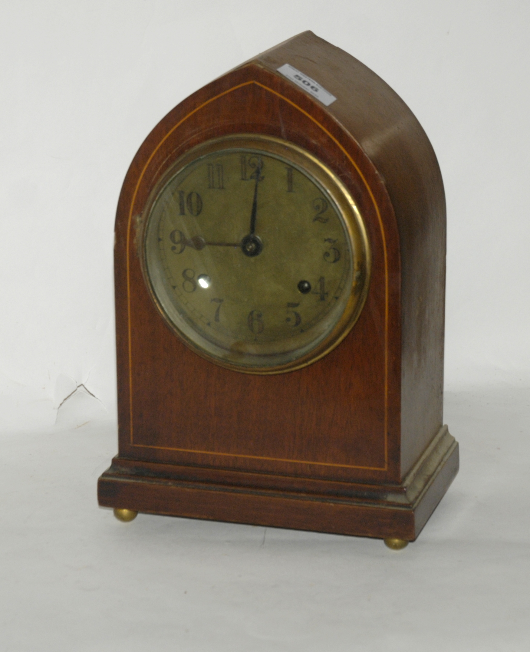 An Edwardian inlaid mantle clock, 30cm high Condition Report: Available upon request