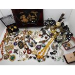 Two jewellery boxes full of vintage costume jewellery to include, a Jakob Bengel style necklace,