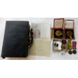 A lot comprising a George VI Royal Naval Volunteer reserve declaration, WWII war and defence medals,