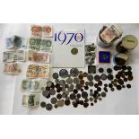 A lot comprising assorted UK pre-decimal coins, some pre '47, a quantity of foreign coins and