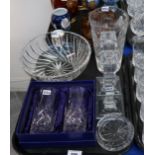 A Waterford decanter and six brandy balloons, Edinburgh crystal drinking glasses, Sevres crystal