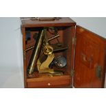 A brass microscope by J.H. Steward, London in fitted case Condition Report: Available upon request