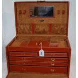 A large leather jewellery box by Leathersmith, London, 43cm wide Condition Report: Available upon