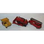 A collection of Dinky models including Fire Engine, Blaw Knox, Muir-Hill Dumper etc Condition