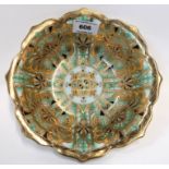 A Noritake dish with wavy edge and green and gilt decoration, 21cm diameter Condition Report: