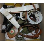 A collection of military belts etc Condition Report: Available upon request