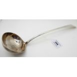 A silver soup ladle, rubbed Edinburgh marks, 33cm long, 199gms Condition Report: Available upon