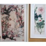 CHINESE SCHOOL Blossom, watercolour, 67 x 42cm and another, 54 x 19cm (2) Condition Report: