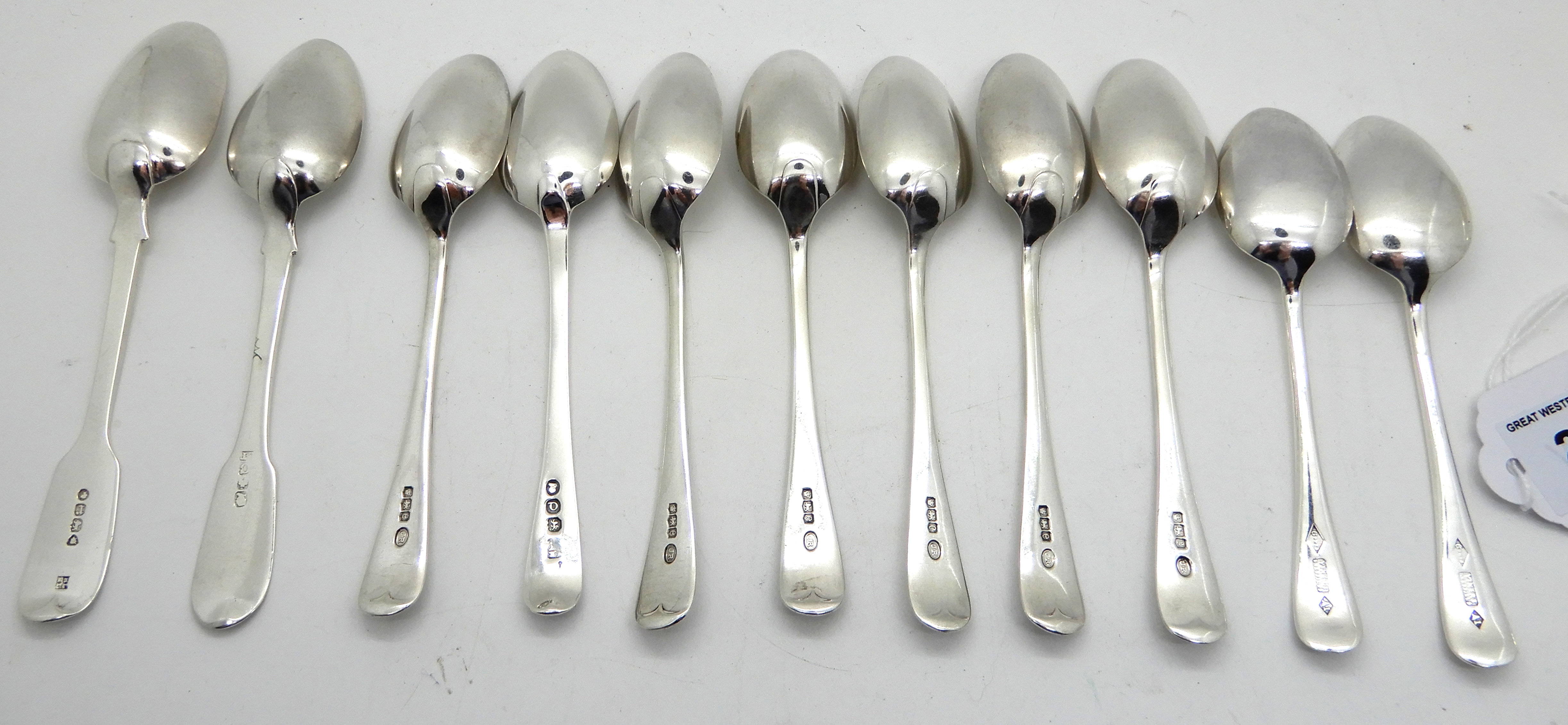 A lot comprising eleven assorted teaspoons, various marks and makers and two pairs of silver sugar - Image 2 of 3