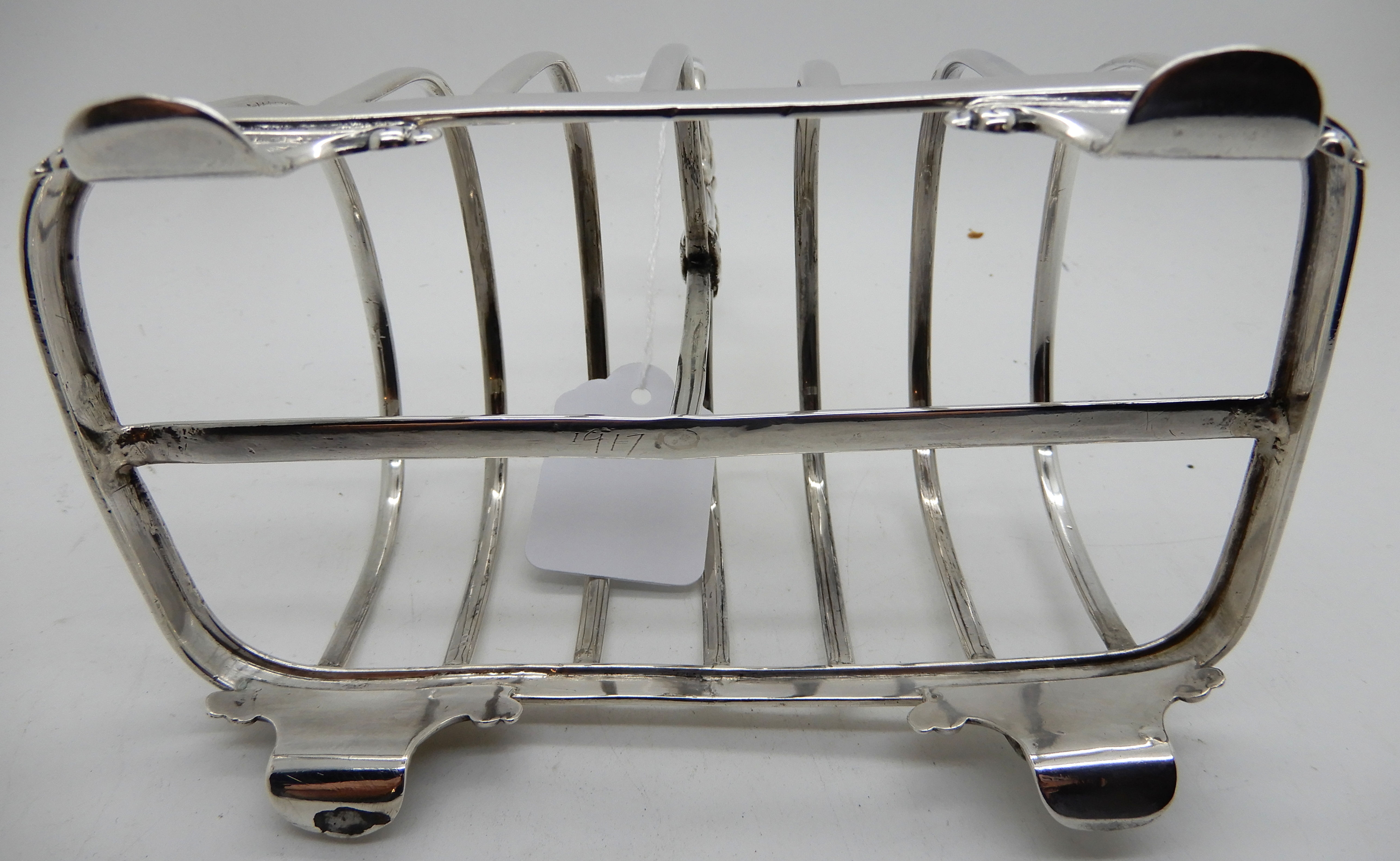 A silver toastrack, Sheffield 1838, 15.5cm long, 277gms Condition Report: Available upon request - Image 2 of 3