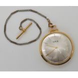 A gold plated Oris pocket watch and chain Condition Report: Not available for this lot