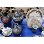 Six pieces of studio pottery including vases etc Condition Report: Available upon request