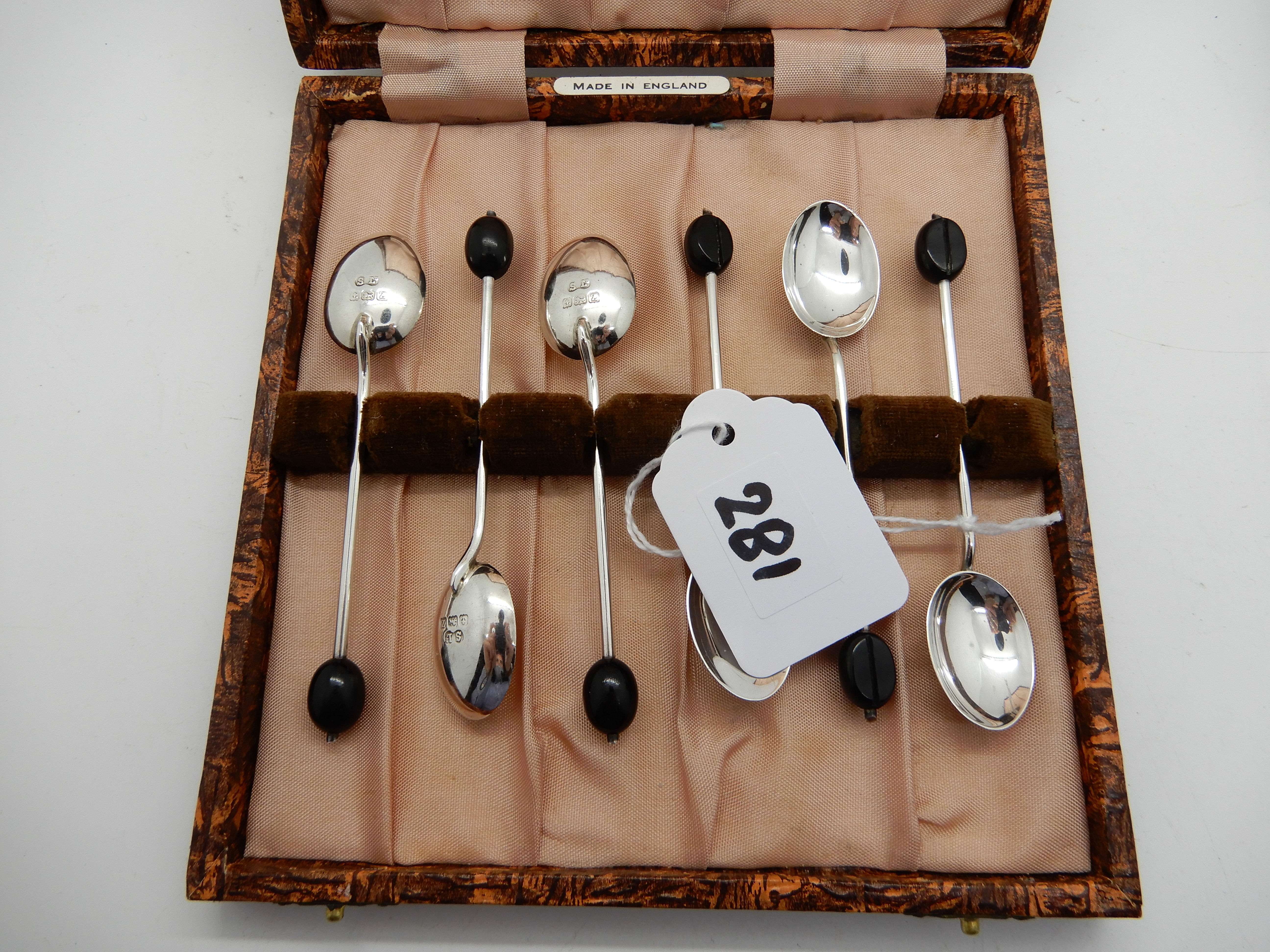 A lot comprising three cased sets of silver coffee bean spoons, Birmingham 1923, 1924 and 1938 - Image 3 of 4