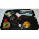 A tray lot including pens, car badges etc Condition Report: Available upon request