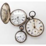 A full hunter pocket watch by Moorgate & Co London, a silver open face pocket watch (both af) and