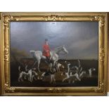 BRITISH SCHOOL Huntsman and hounds, oil on board, 44 x 60cm Condition Report: Available upon