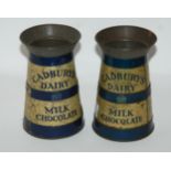 A pair of tin-plated Cardbury's advertising milk churns, 14cm high Condition Report: Available