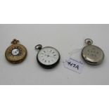 A lot comprising a Military pocket watch, a centre seconds chronograph and a half hunter (3)